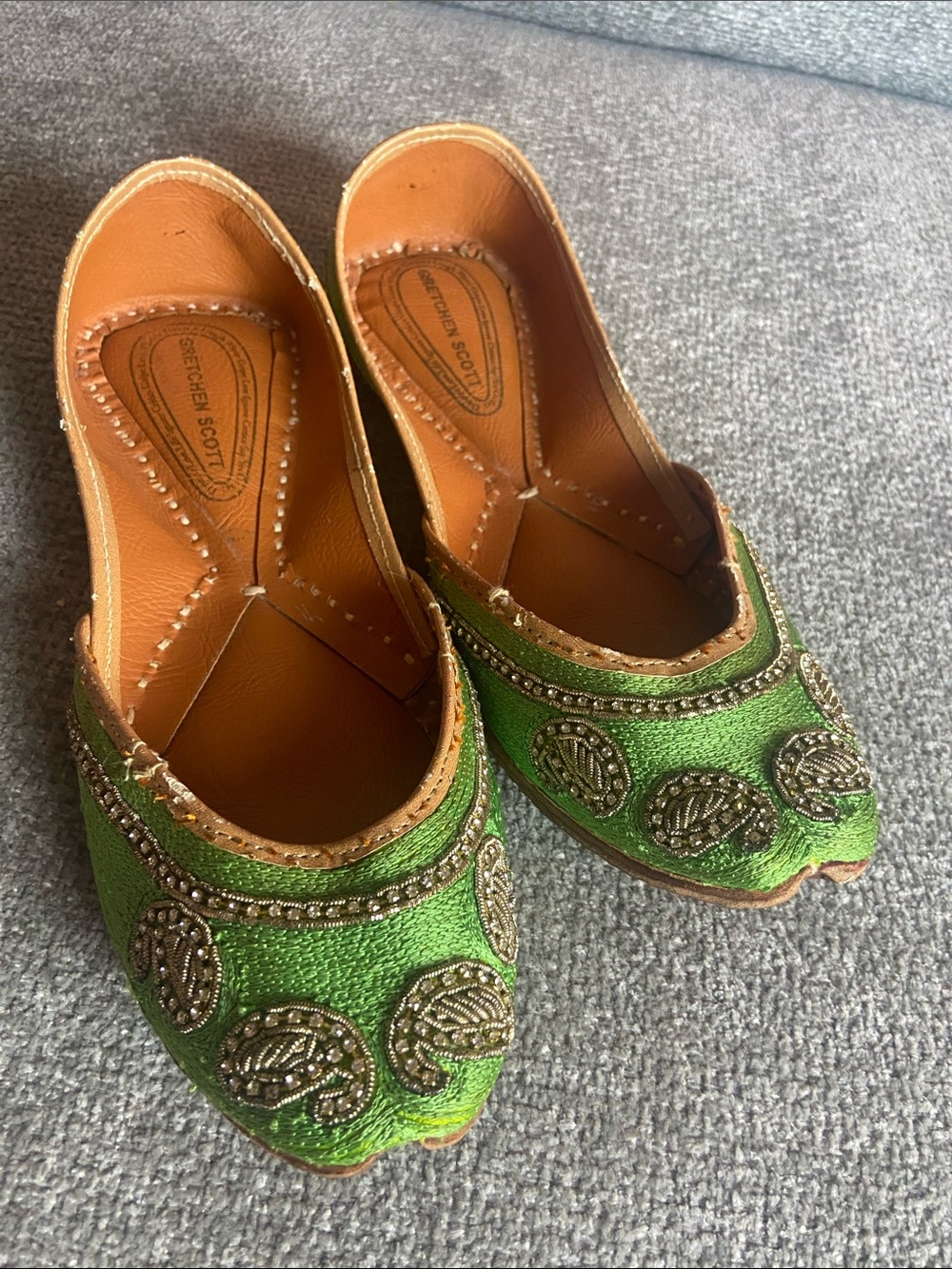 Gretchen Scott Designs Green Embellished Moccasins